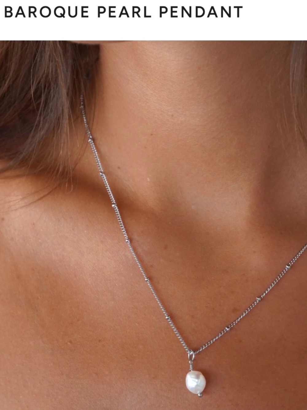 Atolea Baroque Genuine Pearl Pendant Necklace NWT